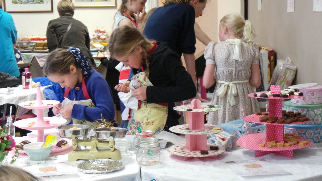 Busy on the cake stall